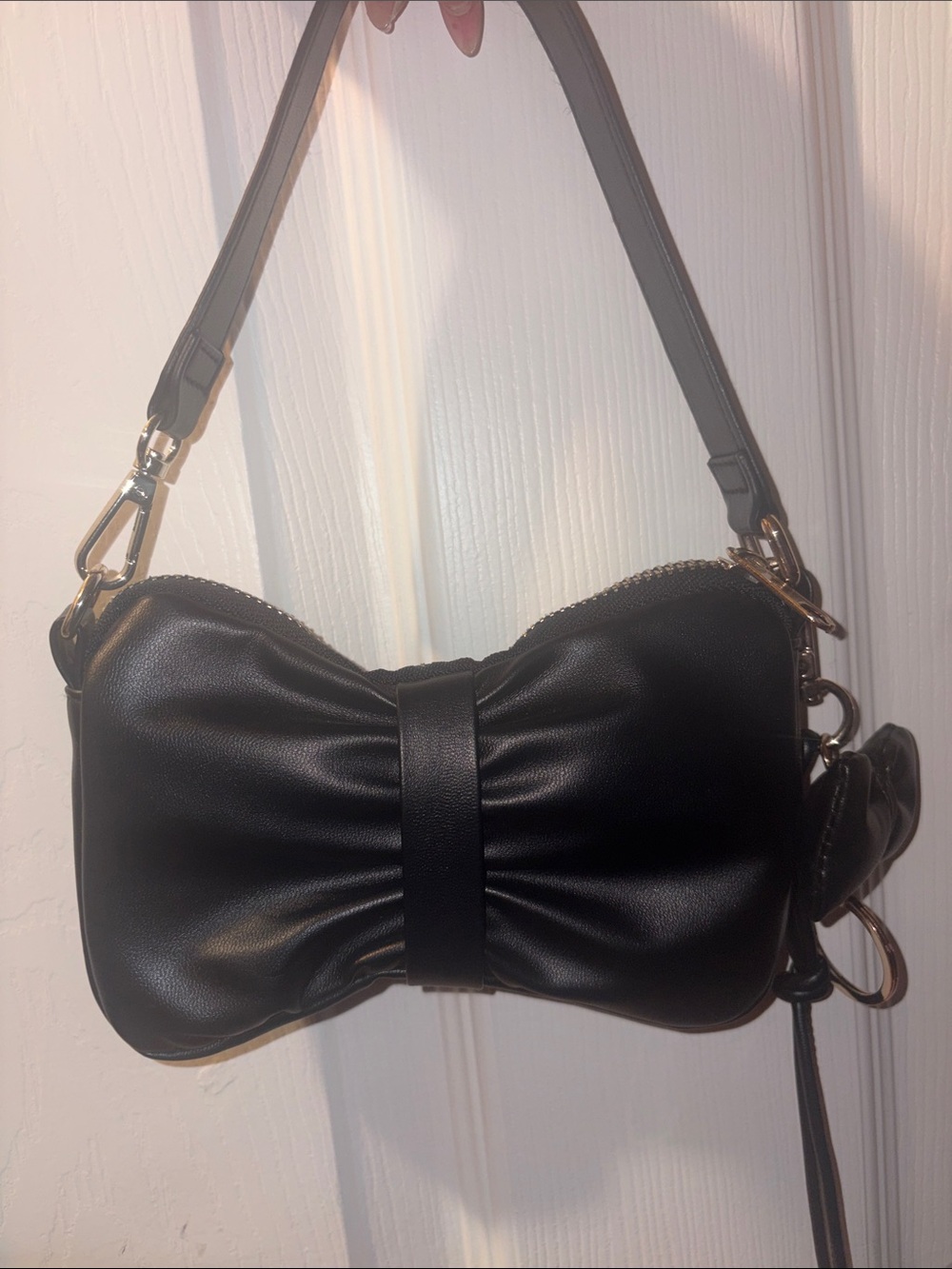 Black Bow Accent Shoulder Bag